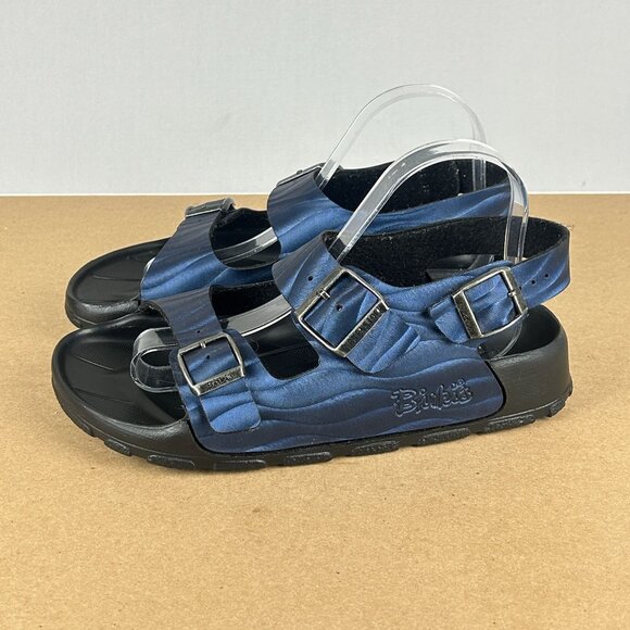 Birki's Two Strap Slingback Sandals Womens 8/8.5 EU 39 Blue Buckled Synthetic - Picture 1 of 9
